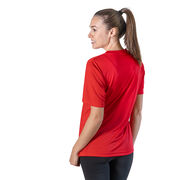 Women's Short Sleeve Tech Tee - Trail Runner in the Mountains