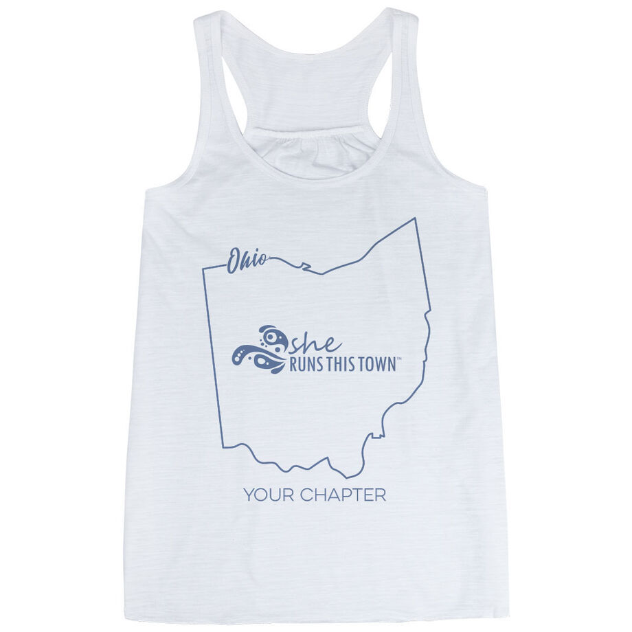 Flowy Racerback Tank Top - She Runs This Town Ohio Runner - Personalization Image
