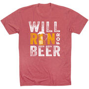 Running Short Sleeve T- Shirt - Will Run For Beer