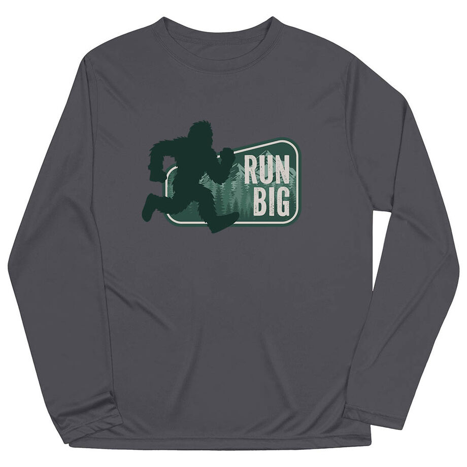 Men's Running Long Sleeve Performance Tee - Run Big [Adult Medium/Graphite] - SS