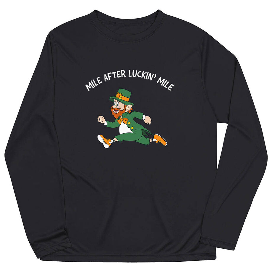 Men's Running Long Sleeve Performance Tee - Mile After Luckin Mile