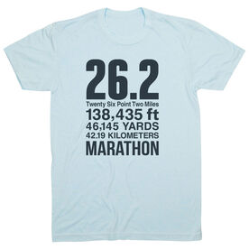 Running Short Sleeve T-Shirt - 26.2 Math Miles [Adult Small/Light Blue] - SS