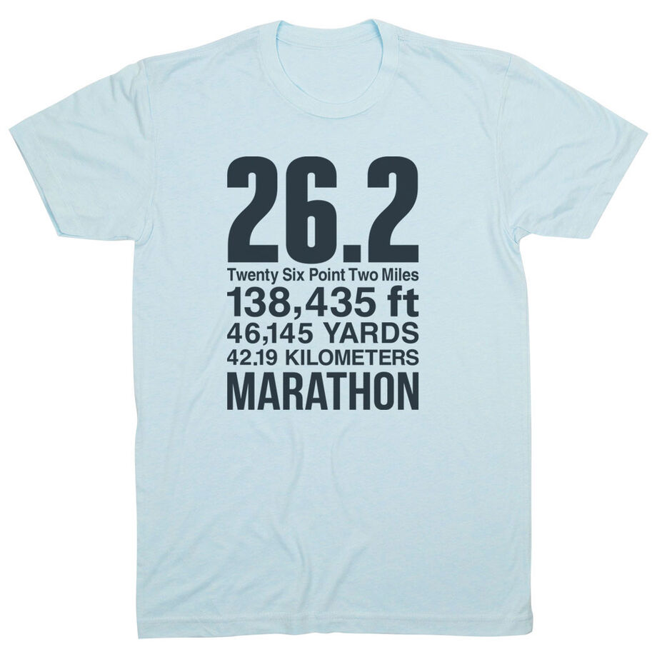 Running Short Sleeve T-Shirt - 26.2 Math Miles [Adult Small/Light Blue] - SS