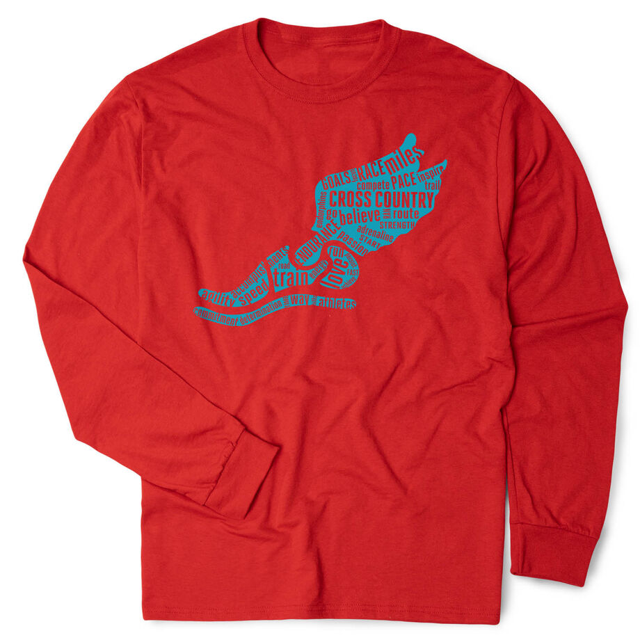 Cross Country Tshirt Long Sleeve - Winged Foot Inspirational Words
