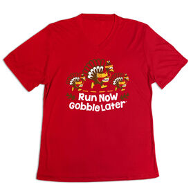 Women's Short Sleeve Tech Tee - Run Now Gobble Later Turkey Trot