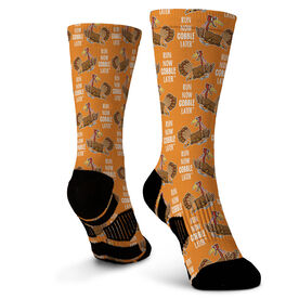 Running Graphic Flex Mid-Calf Socks - Run Now Gobble Later Pattern