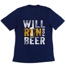 Women's Short Sleeve Tech Tee - Will Run For Beer