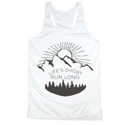 Women's Racerback Performance Tank Top - Life's Short Run Long (Mountains)