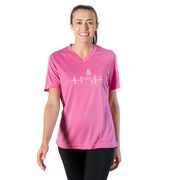 Women's Short Sleeve Tech Tee - Heart Beat Female Runner