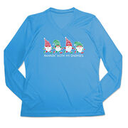 Women's Long Sleeve Tech Tee - Runnin' With My Gnomies&reg; - Christmas