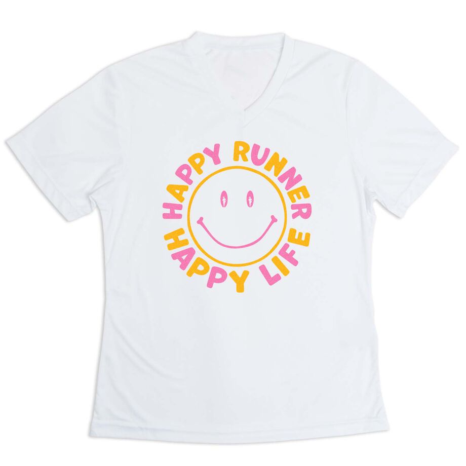 Women's Short Sleeve Tech Tee - Happy Runner Happy Life