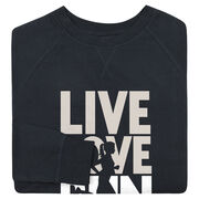 Running Raglan Crew Neck Pullover - Live Love Run Silhouette