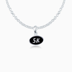 Sterling Silver and Black Enamel Mini 5K Pendant Necklace