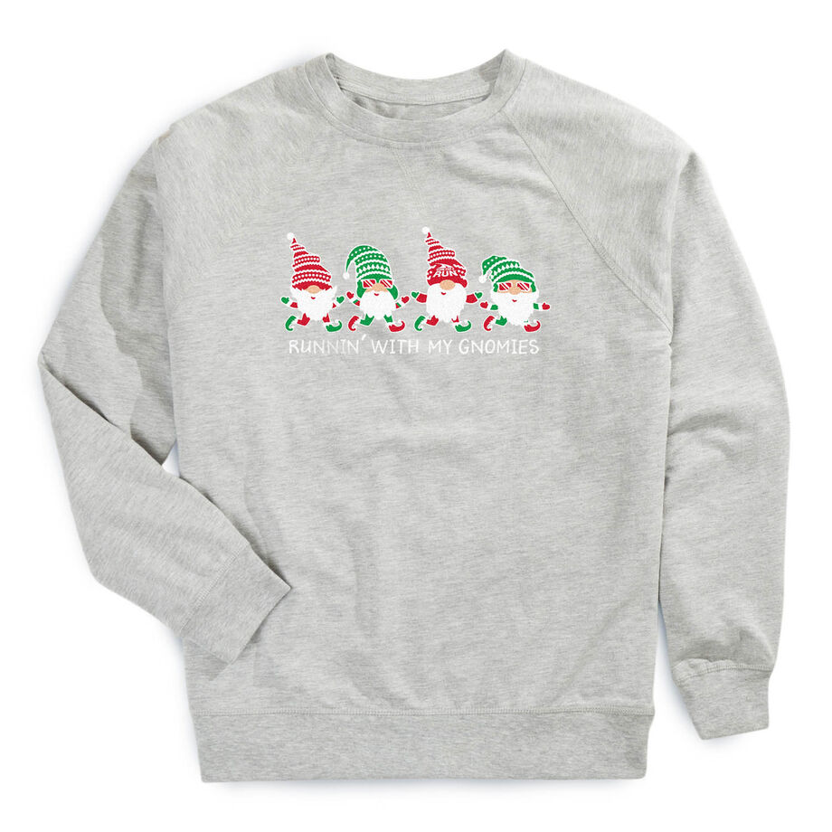 Running Raglan Crew Neck Pullover - Runnin' With My Gnomies