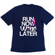 Women's Short Sleeve Tech Tee - Run Now Wine Later (Bold)