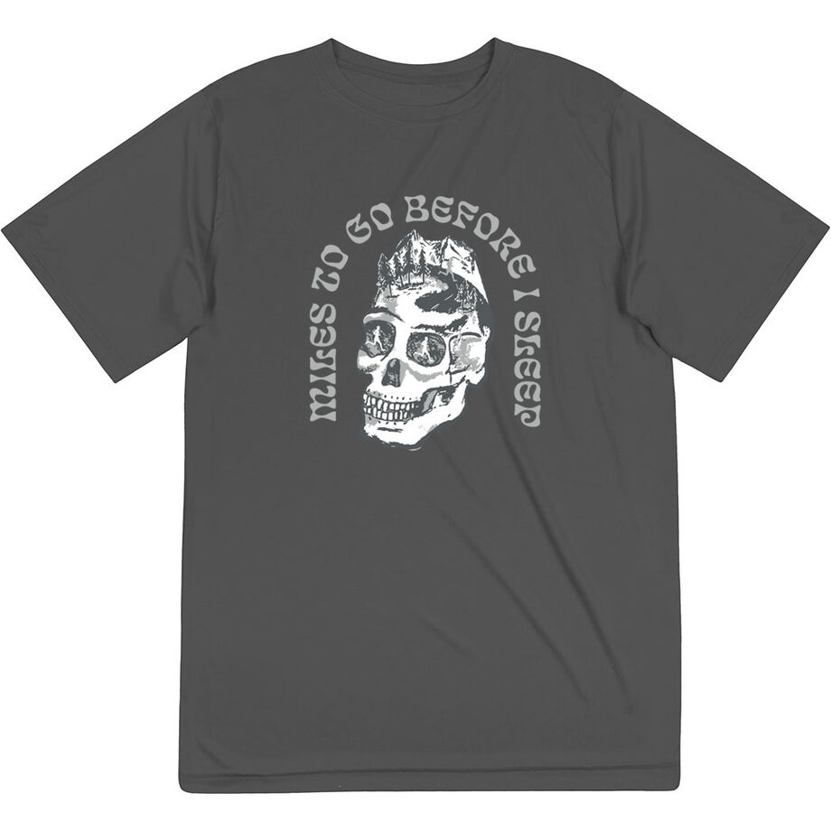 Men's Running Short Sleeve Performance Tee - Miles To Go Before I Sleep - Skull