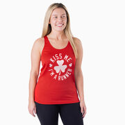 Women's Racerback Performance Tank Top - Kiss Me I am a Runner Shamrock