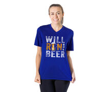 Women's Short Sleeve Tech Tee - Will Run For Beer