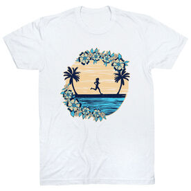 Running Short Sleeve T-Shirt - Beach Runner Girl [Adult Large/White] - SS