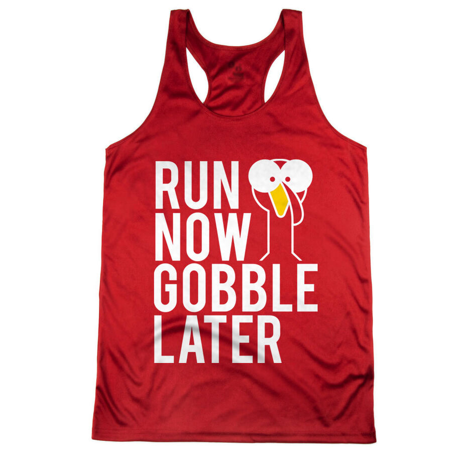 Women's Racerback Performance Tank Top - Run Now Gobble Later (Bold)