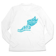 Women's Long Sleeve Tech Tee - Winged Foot Inspirational Words