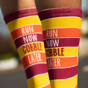 Running Woven Mid-Calf Socks - Run Now Gobble Later (Yellow/Orange/Brown)