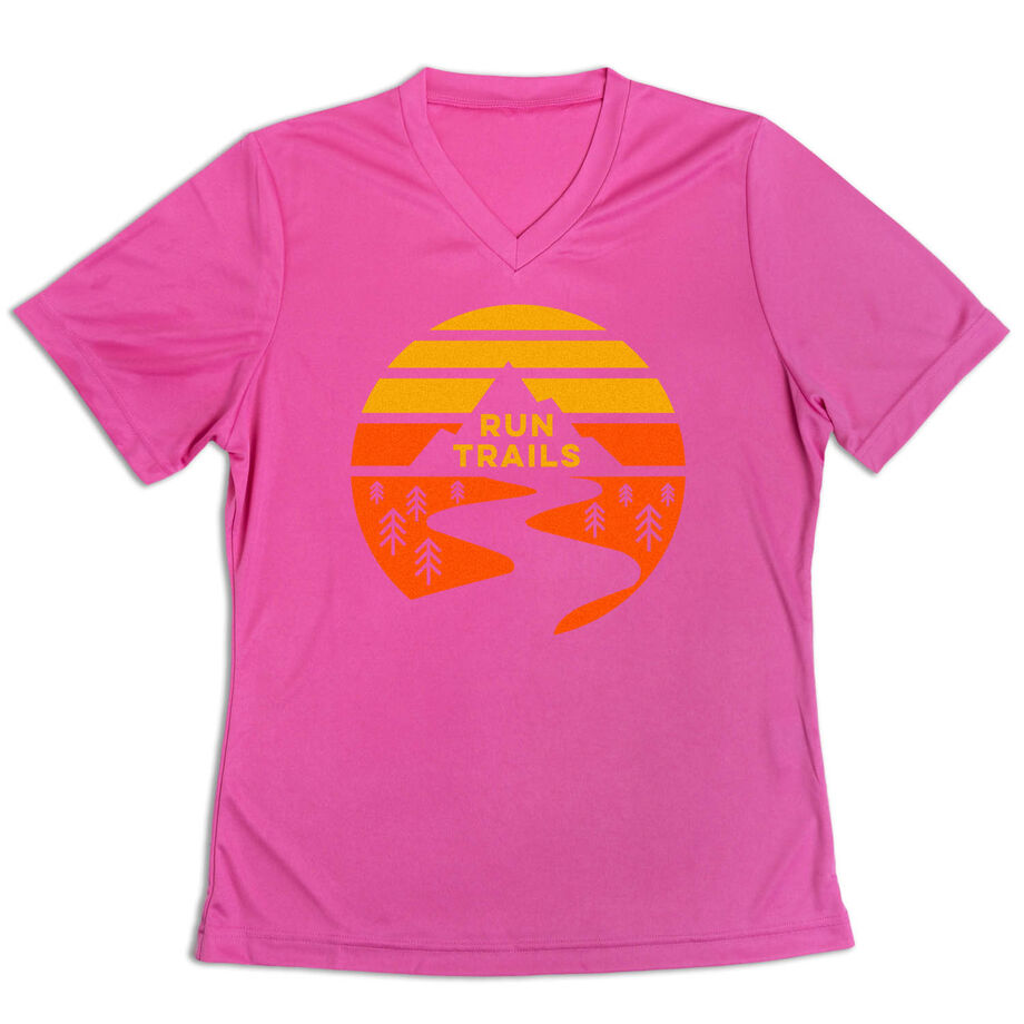 Women's Short Sleeve Tech Tee - Run Trails Sunset