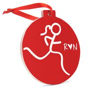 Running Round Ceramic Ornament - Run Girl Stick Figure