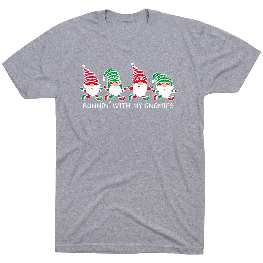 Running Short Sleeve T-Shirt - Runnin' With My Gnomies - Christmas