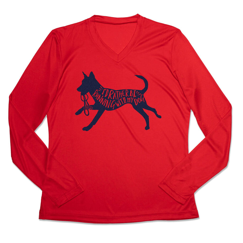 Women's Long Sleeve Tech Tee - I'd Rather Be Running with My Dog