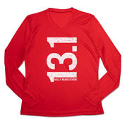 Women's Long Sleeve Tech Tee - 13.1 Half Marathon Vertical