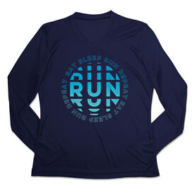 Women's Long Sleeve Tech Tee - Eat Sleep Run Repeat