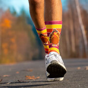 Running Woven Mid-Calf Socks - Run Now Gobble Later (Yellow/Orange/Brown)