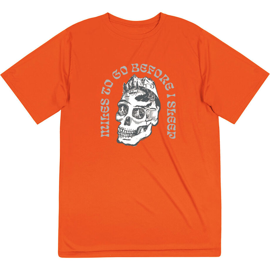 Men's Running Short Sleeve Performance Tee - Miles To Go Before I Sleep - Skull