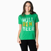 Running Short Sleeve T- Shirt - Will Run For Beer
