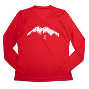 Women's Long Sleeve Tech Tee - Trail Runner in the Mountains