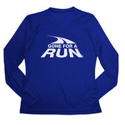 Women's Long Sleeve Tech Tee - Gone For a Run White Logo
