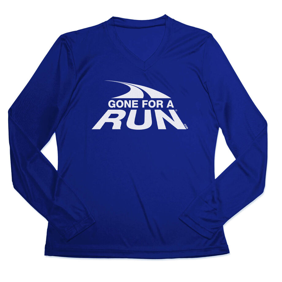 Women's Long Sleeve Tech Tee - Gone For a Run White Logo