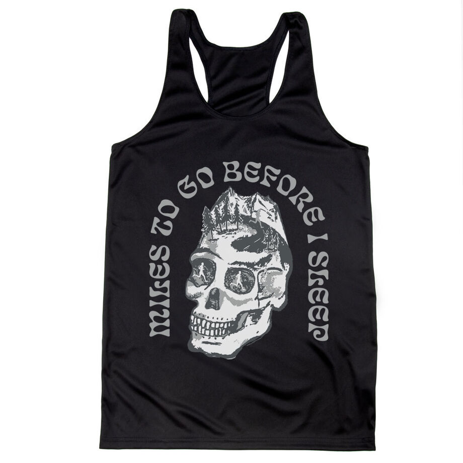 Women's Racerback Performance Tank Top - Miles To Go Before I Sleep - Skull