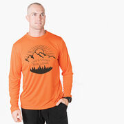 Men's Running Long Sleeve Tech Tee - Life's Short Run Long (Mountains)