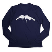 Women's Long Sleeve Tech Tee - Trail Runner in the Mountains