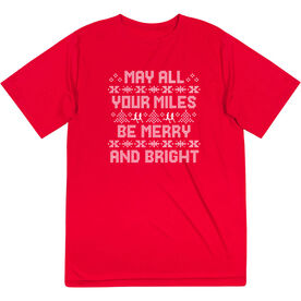 Men's Running Short Sleeve Performance Tee -  May All Your Miles Be Merry and Bright