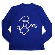 Women's Long Sleeve Tech Tee - Santa Run Face