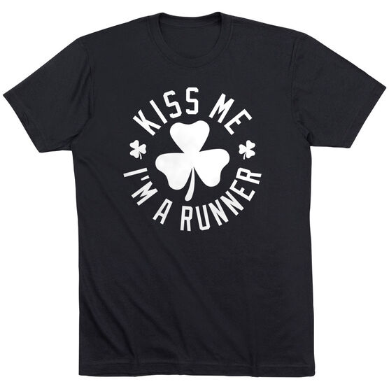 Running Short Sleeve T-Shirt - Kiss Me I am a Runner Shamrock