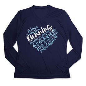 Women's Long Sleeve Tech Tee - Live Love Run Heart