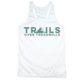 Women's Racerback Performance Tank Top - Trails Over Treadmills