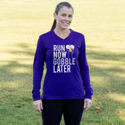 Women's Long Sleeve Tech Tee - Run Now Gobble Later (Bold)