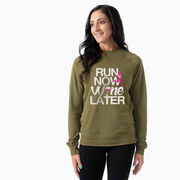 Running Raglan Crew Neck Pullover - Run Now Wine Later (Bold)