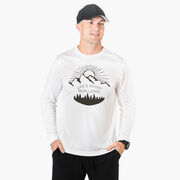 Men's Running Long Sleeve Tech Tee - Life's Short Run Long (Mountains)