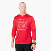 Men's Running Long Sleeve Performance Tee -  May All Your Miles Be Merry and Bright